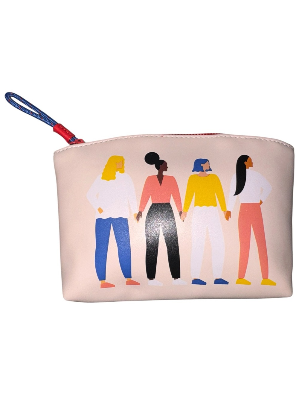 Women's Pink Graphic Zip Pouch - Illustrated Friends Design